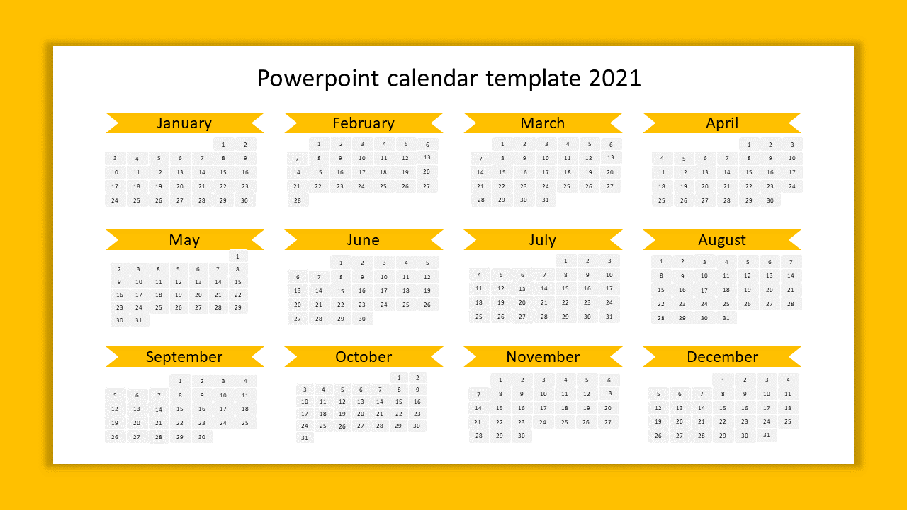 powerpoint calendar template 2021